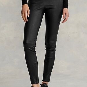 Polo Ralph Lauren Black Lamb Leather Skinny Stretch Pant Zipper Vents Fabulous🍾